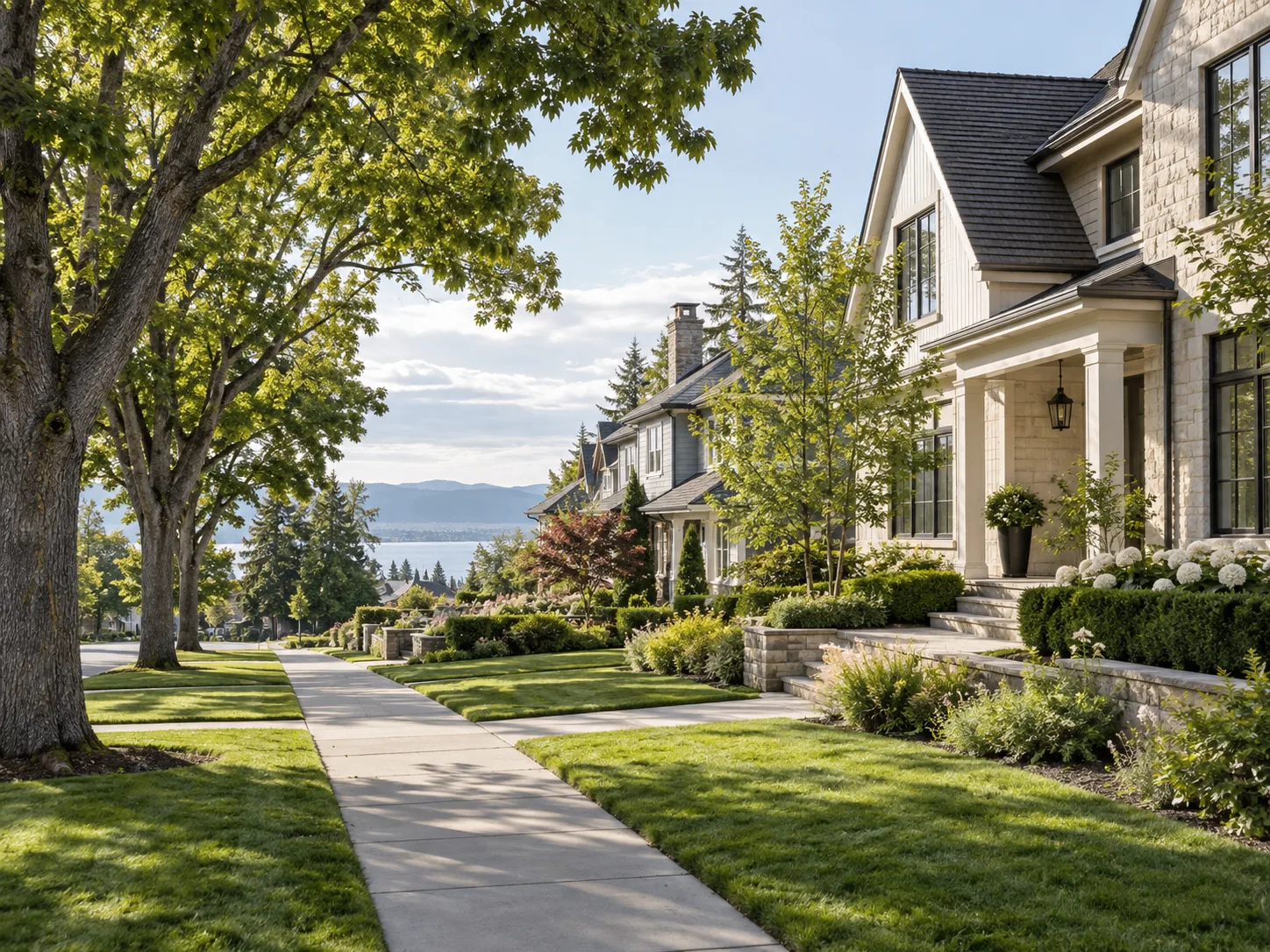 A residential street with houses